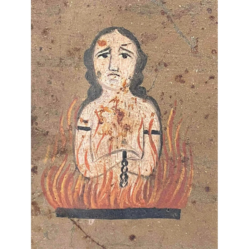 Cristo Negro / Christ of Esquipulas Spanish Colonial Mexican Tin Painted Retablo Ex Voto #1099