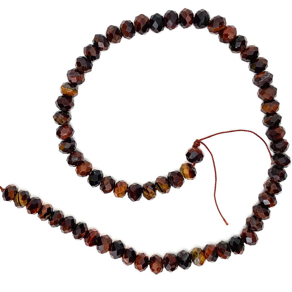 Red Tigers Eyes 8mm Faceted Rondelles Bead Strand