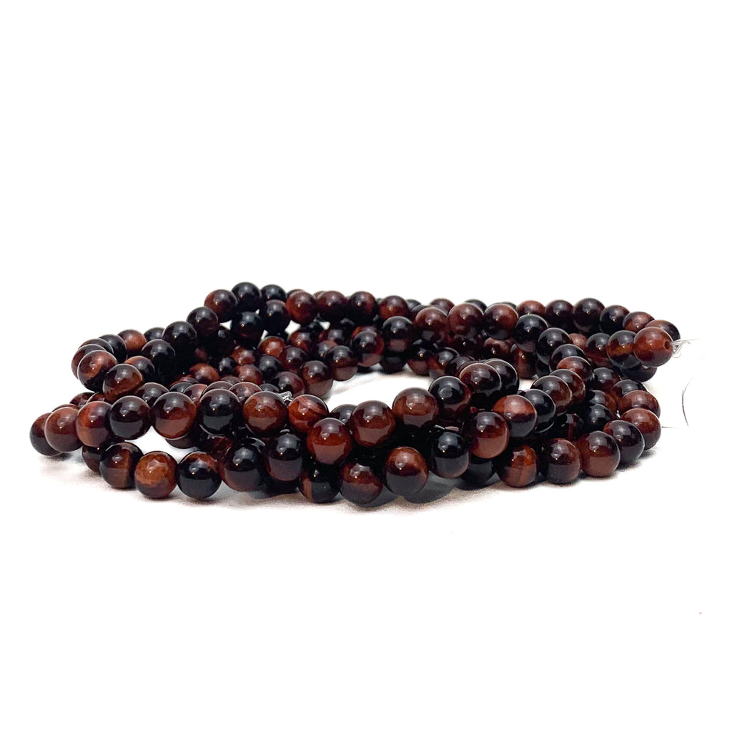 Red Tiger's Eye Fine 6mm Smooth Rounds Bead Strand