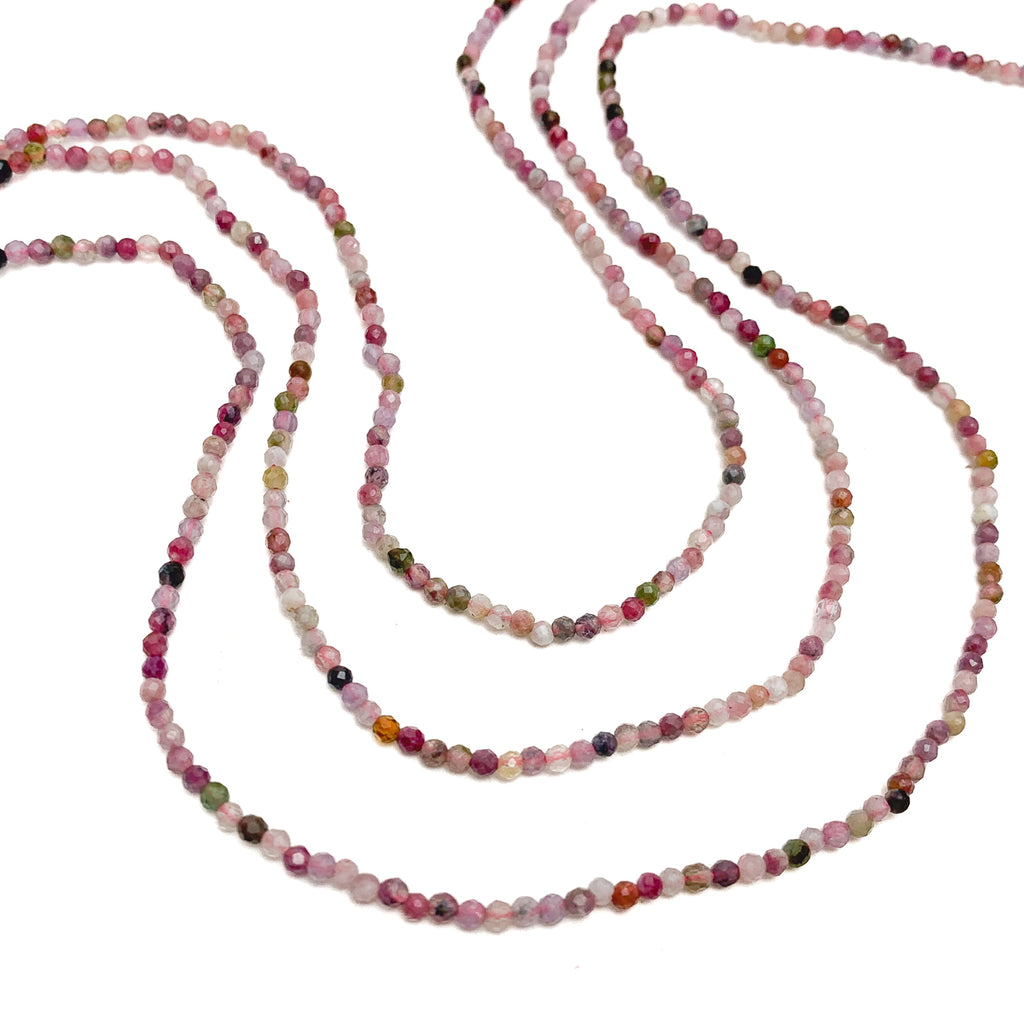 Tourmaline Mix 2mm Faceted Rounds Bead Strand