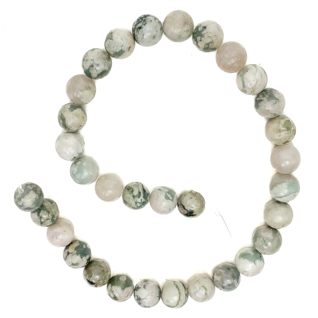 Tree Agate 12mm Smooth Rounds Bead Strand