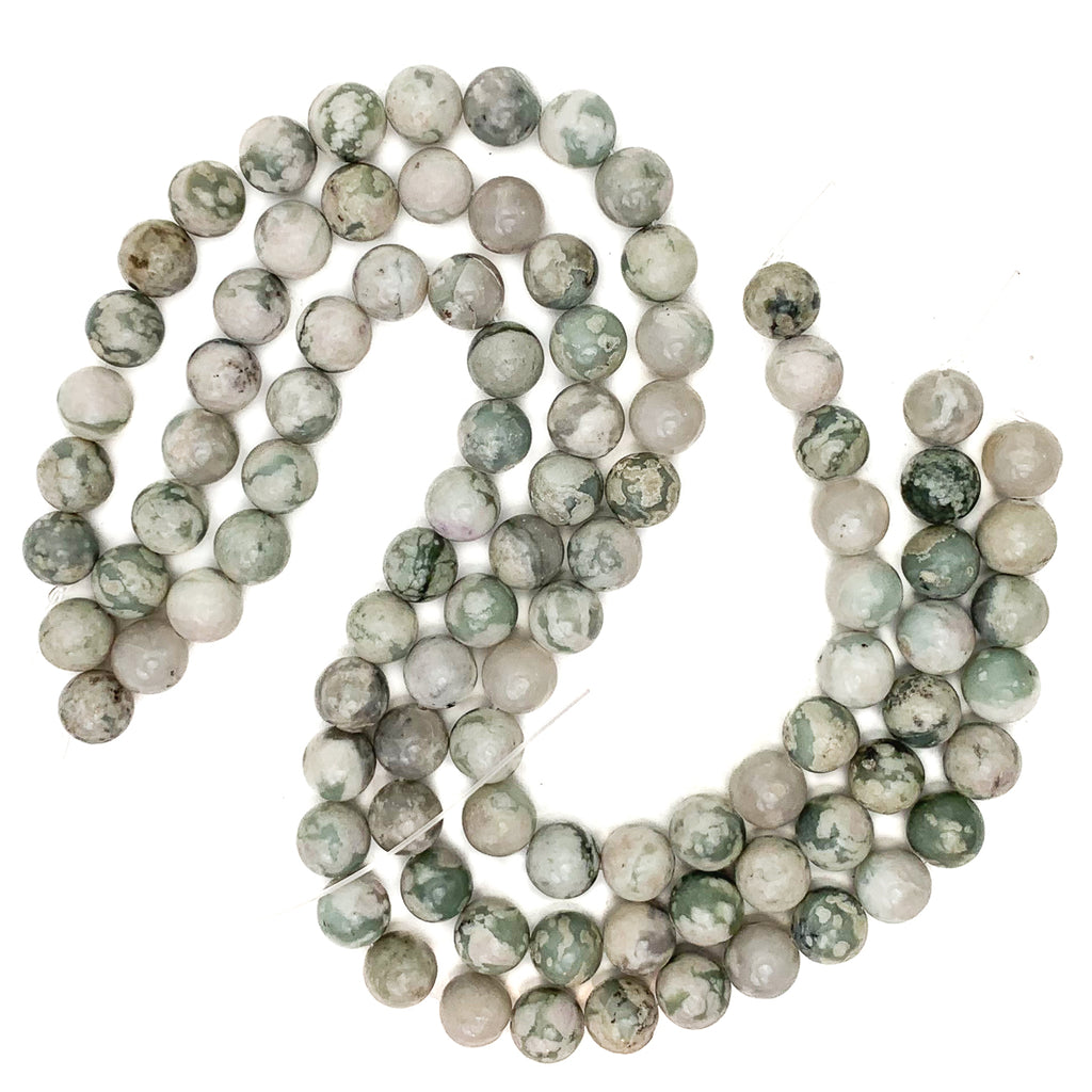 Tree Agate 12mm Smooth Rounds Bead Strand