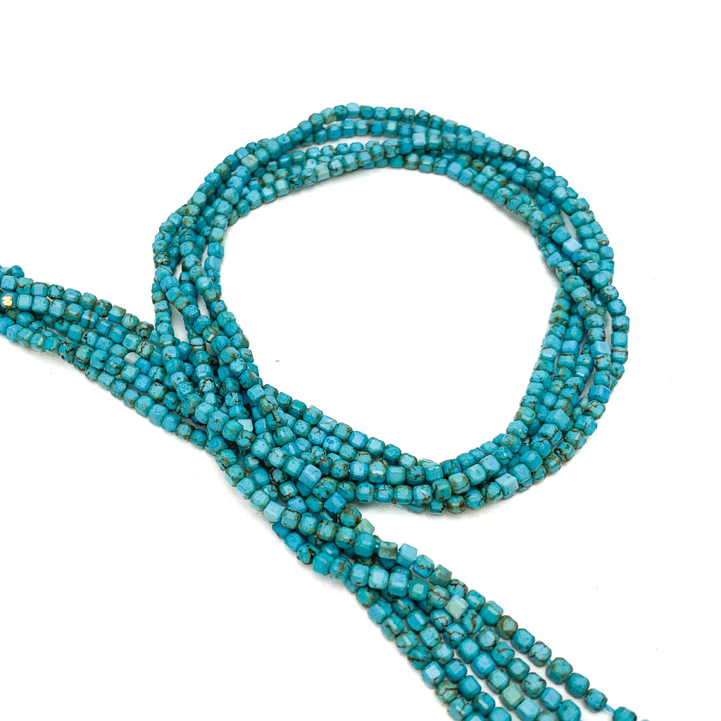 Arizona Turquoise Dark 2.5mm Faceted Cubes Bead Strand