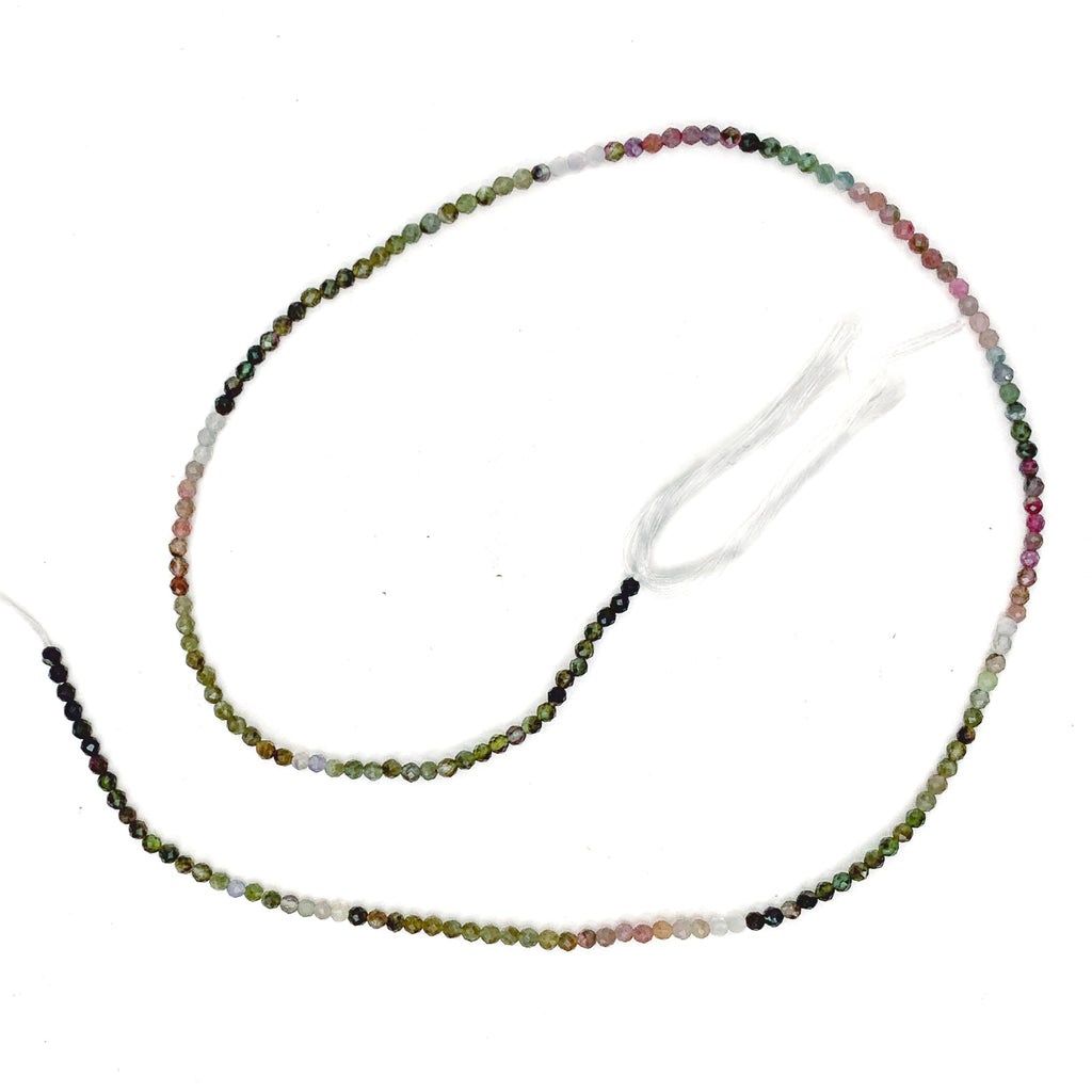 Watermelon Tourmaline 2mm Faceted Rounds Bead Strand
