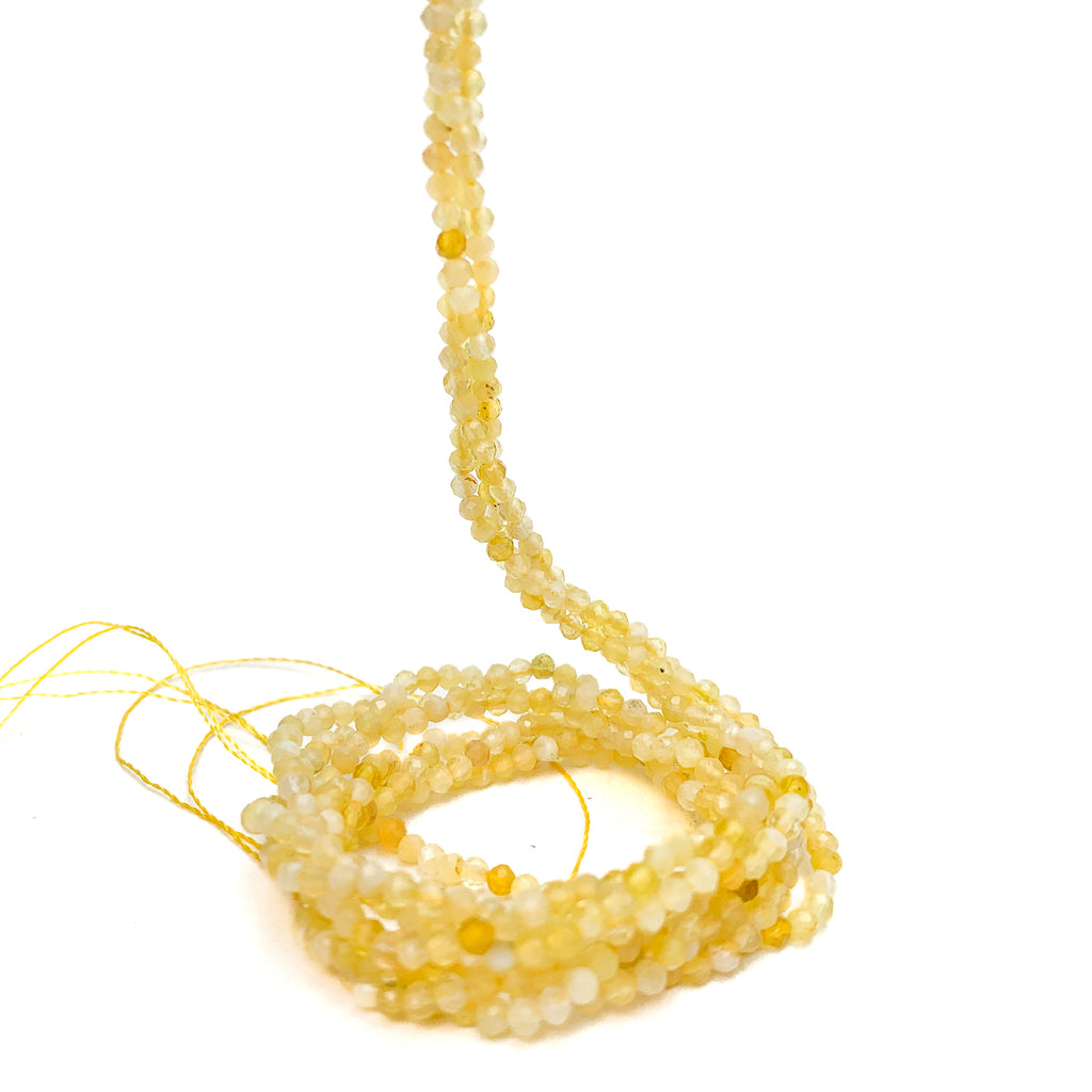 Yellow Opal 2mm Faceted Rounds Bead Strand