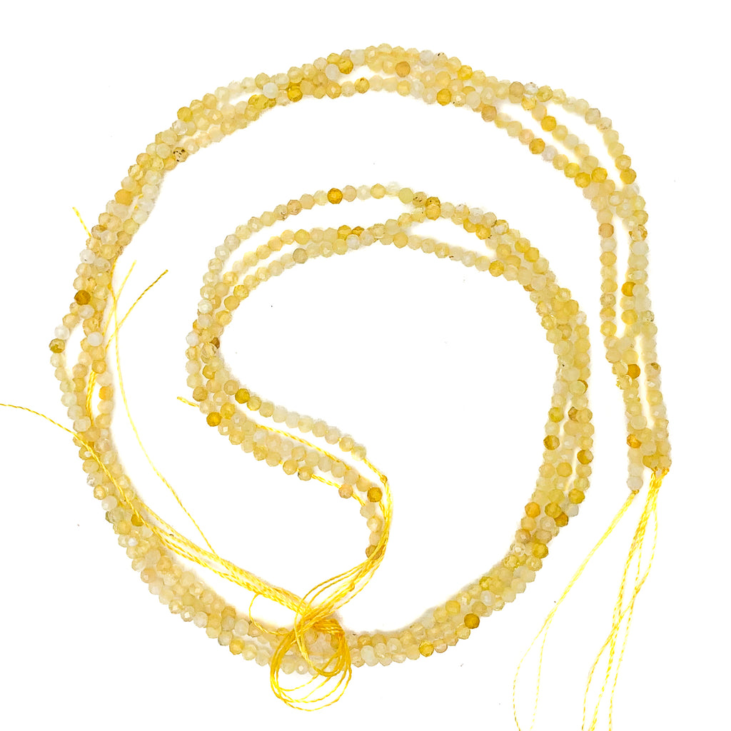 Yellow Opal 2mm Faceted Rounds Bead Strand