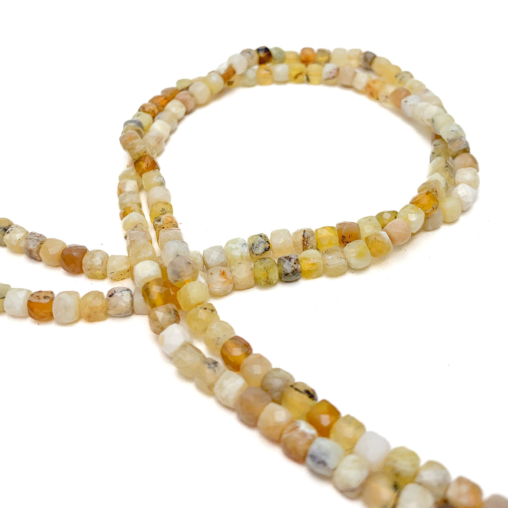 Yellow Opal 4mm Faceted Cubes Bead Strand