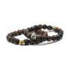 Robles Wood Stretch Bracelet with Metal Skull Beads