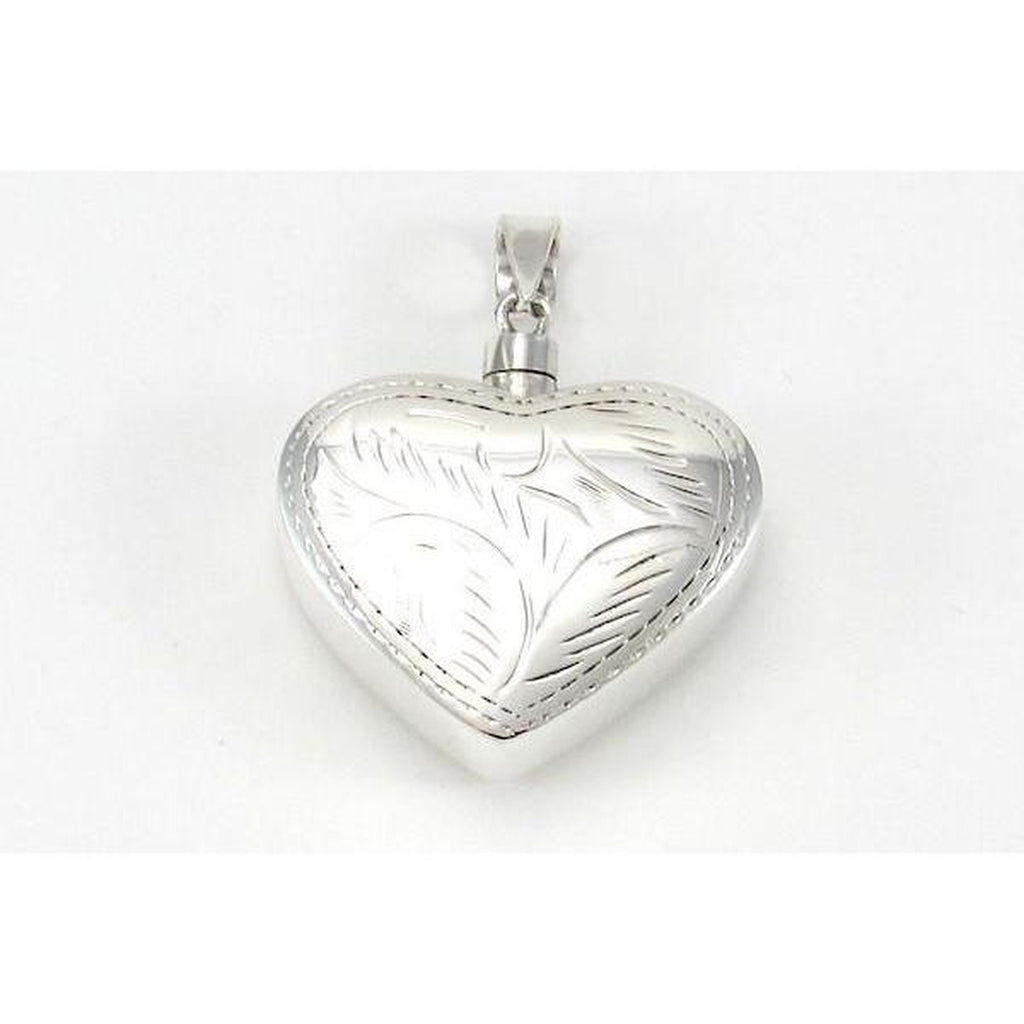 Sterling Silver Etched Heart Perfume Vial Pendant
