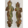19th Century Indian Musician and Wife and Child Carved Wood Figurines Pair