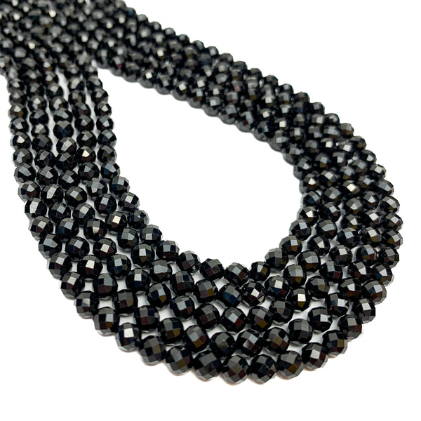 Black Tourmaline Brazil 4mm Faceted Rounds