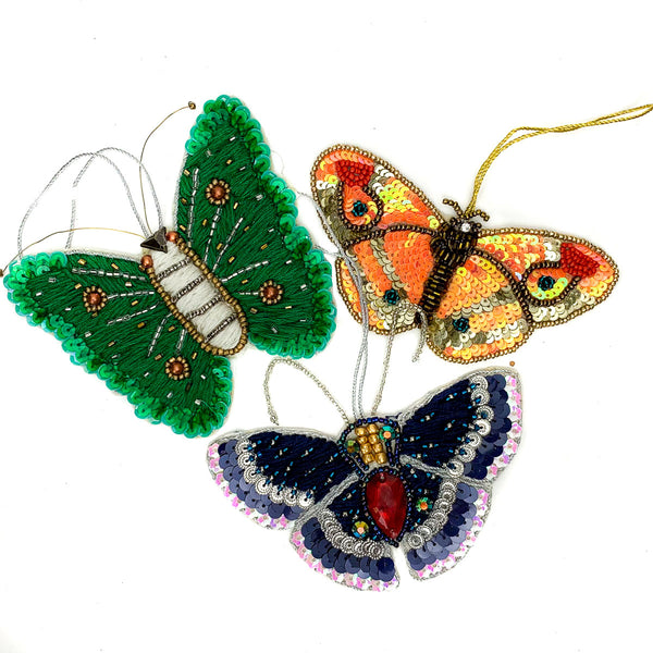 Embroidered & Beaded Butterfly Ornaments SOLD PER ONE PIECE