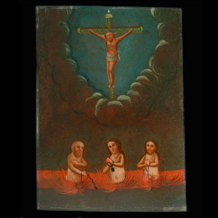Cristo Crucificado y las Animas Retablo #107