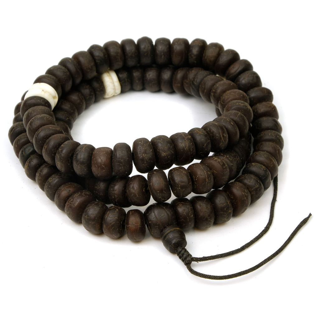 Bodhi Seed XL Mala with Sacred Shank Shell Spacers