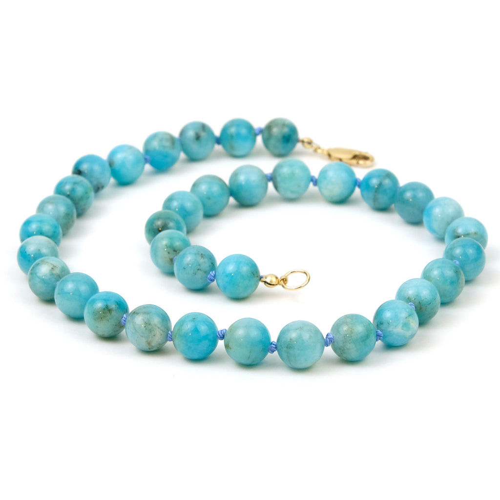 Amazonite Knotted Necklace with Gold Filled Lobster Claw Clasp