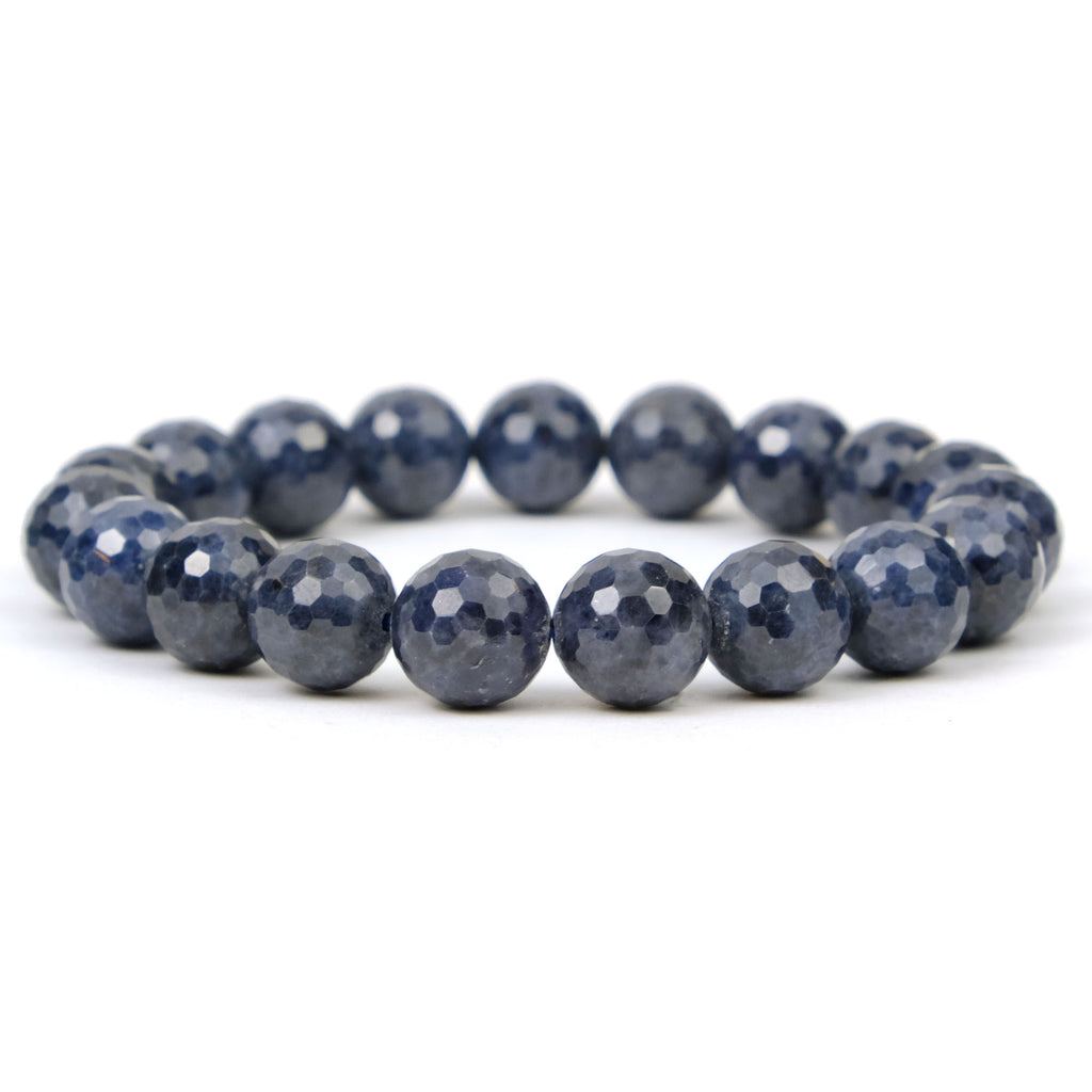 Sapphire Faceted Stretch Bracelet 10mm