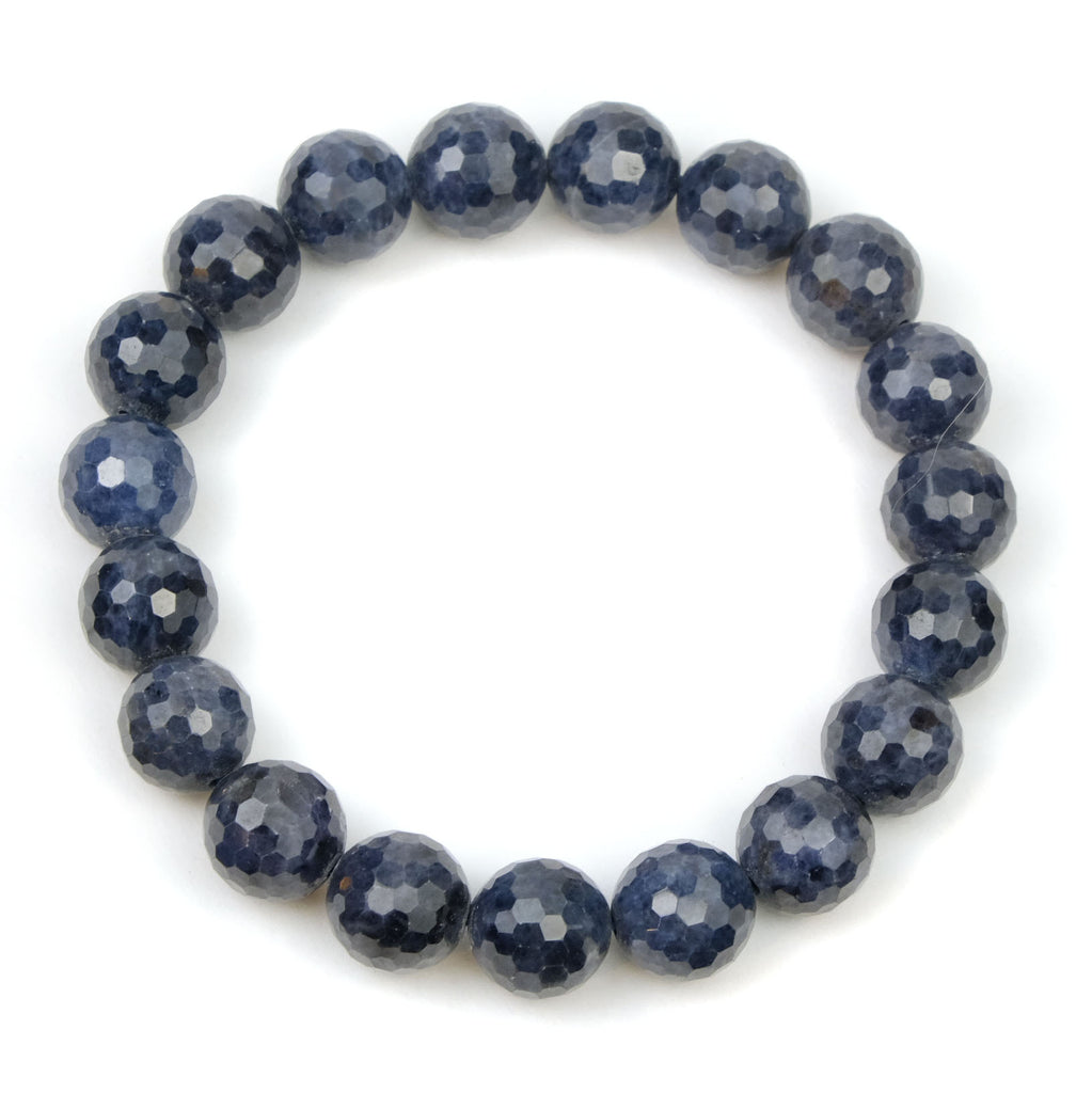 Sapphire Faceted Stretch Bracelet 10mm