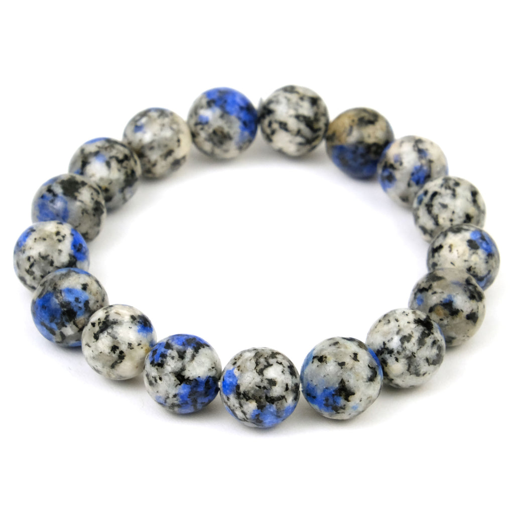 K2 Granite with Azurite Stretch Bracelet 11-12mm