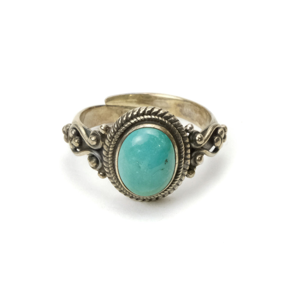 Tibetan Turquoise Sterling Silver Adjustable Ring 2
