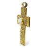 Cross with Inset Raw Pearl Coin in Gold Brass Frame # 57 -2