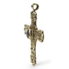 Cross Baroque Style with Lapis Lazuli Cabochon Pendant White Brass Large