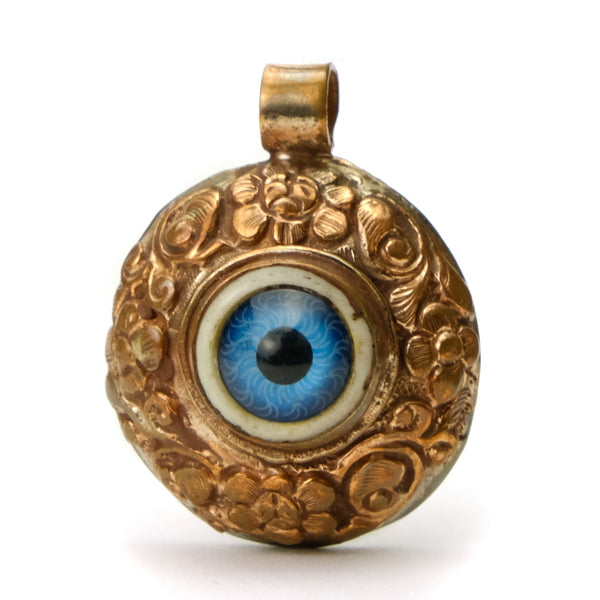 Blue Eye "Evil Eye" Set in Copper Pendant Round # 54 - 4