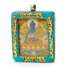 Tibetan Deity Medicine Buddha Pendant Blue Howlite Border with Ohm Mani Padme Ohm Verse # 43 - 2
