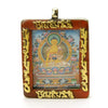 Tibetan Deity Shakyamuni Buddha Pendant Blue Howlite Border with Ohm Mani Padme Ohm Verse # 43 - 5