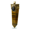 Tiger Eye Obelisk Pendant Large with a Fine Polished Black Onyx Cabochon # 80