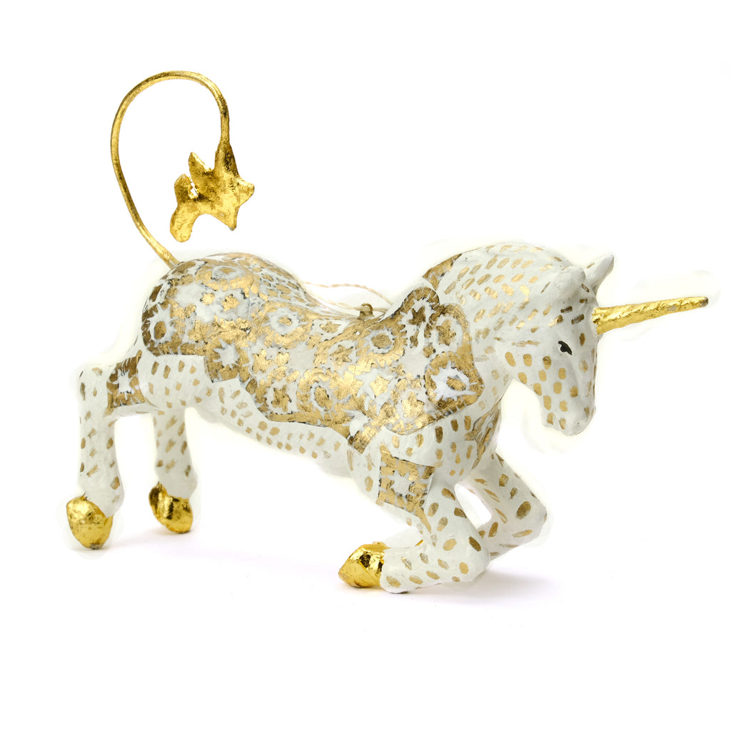 Unicorn Gold Filigree Large  Ornament