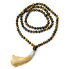 Multi Tiger's Eye 8mm Knotted Mala with Silk Tassel #94