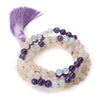 Rose Quartz, Opalite and Amethyst 8mm Knotted Mala with Silk Tassel #95