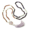 Amethyst, Howlite and Lepidolite 8mm Knotted Mala with Silk Tassel #86