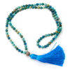 Chrysocolla 6mm Knotted Mala with Silk Tassel #106
