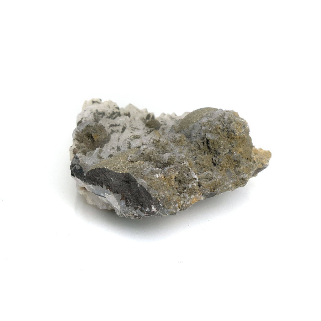 Pyrite and Quartz Cluster from El Hammam Mine, Morocco Specimen #32