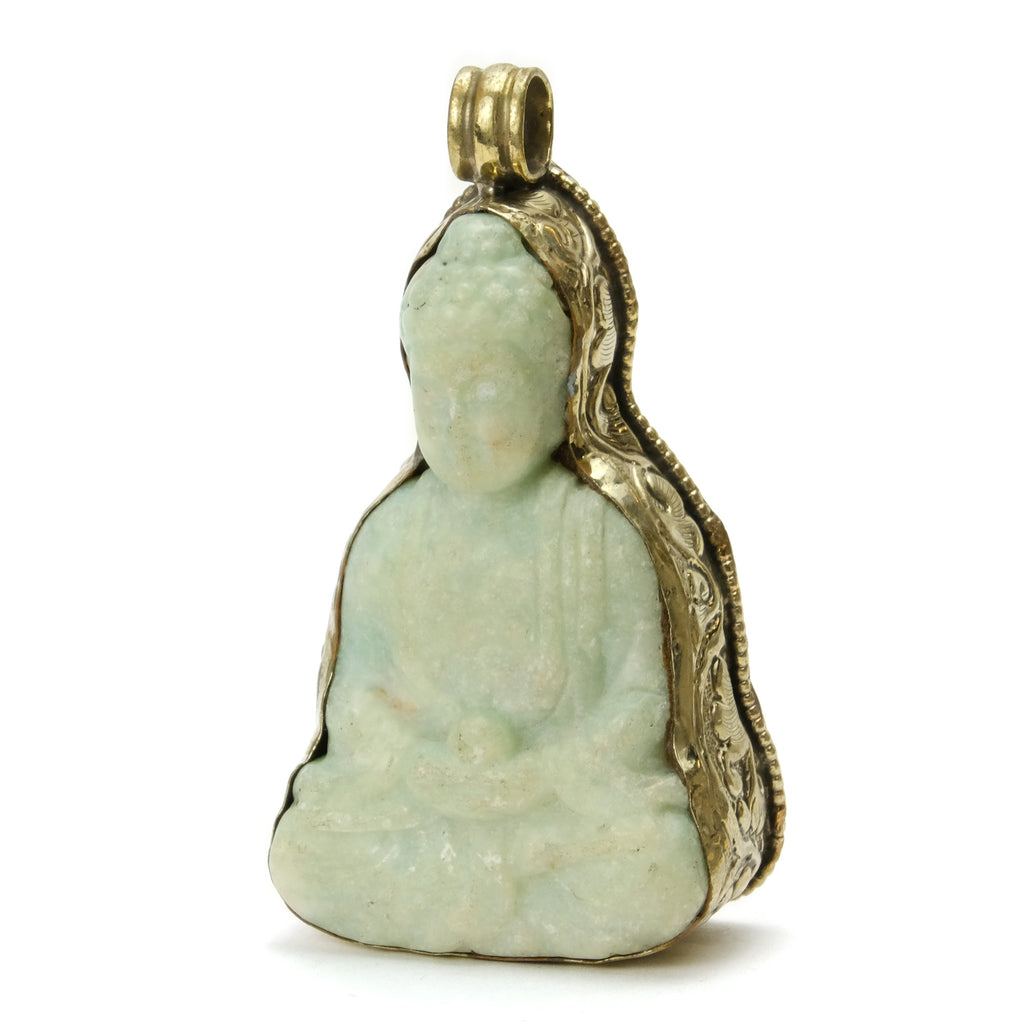 Shaka Nyorai Japanese Style Jade Buddha Pendant # 42 - 4
