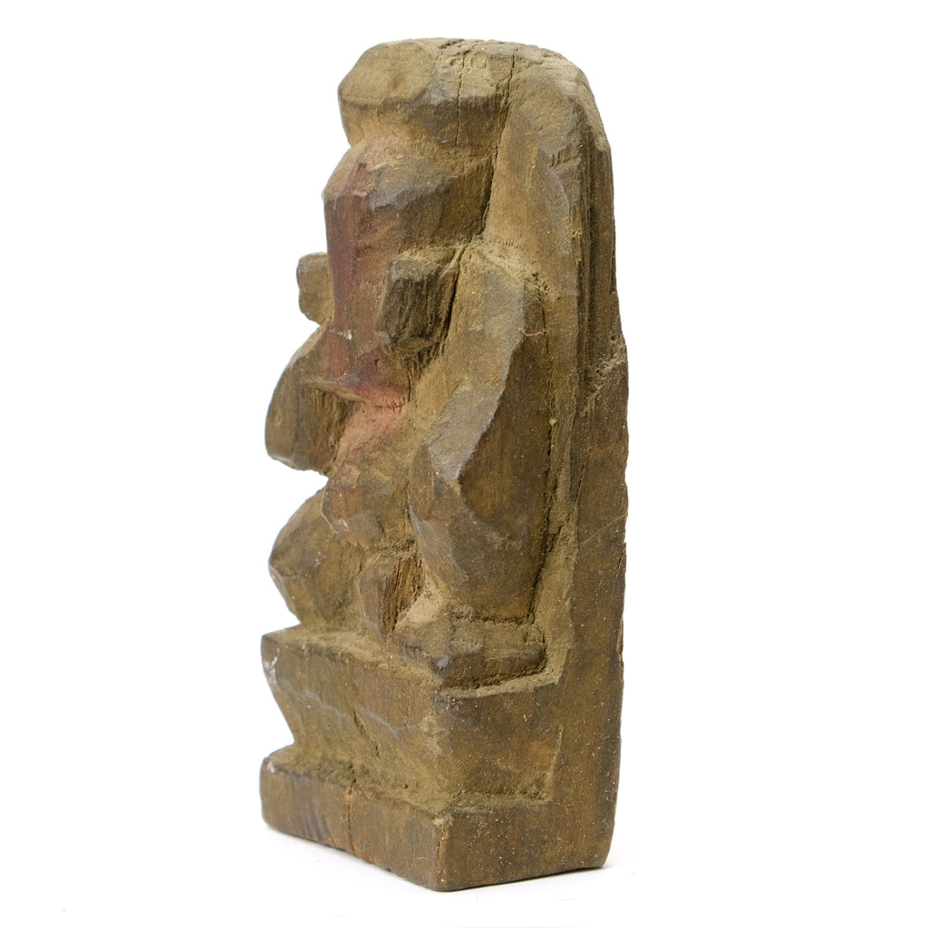Lord Ganesha Cubist Style Acacia Wood Shrine Figure, India #47