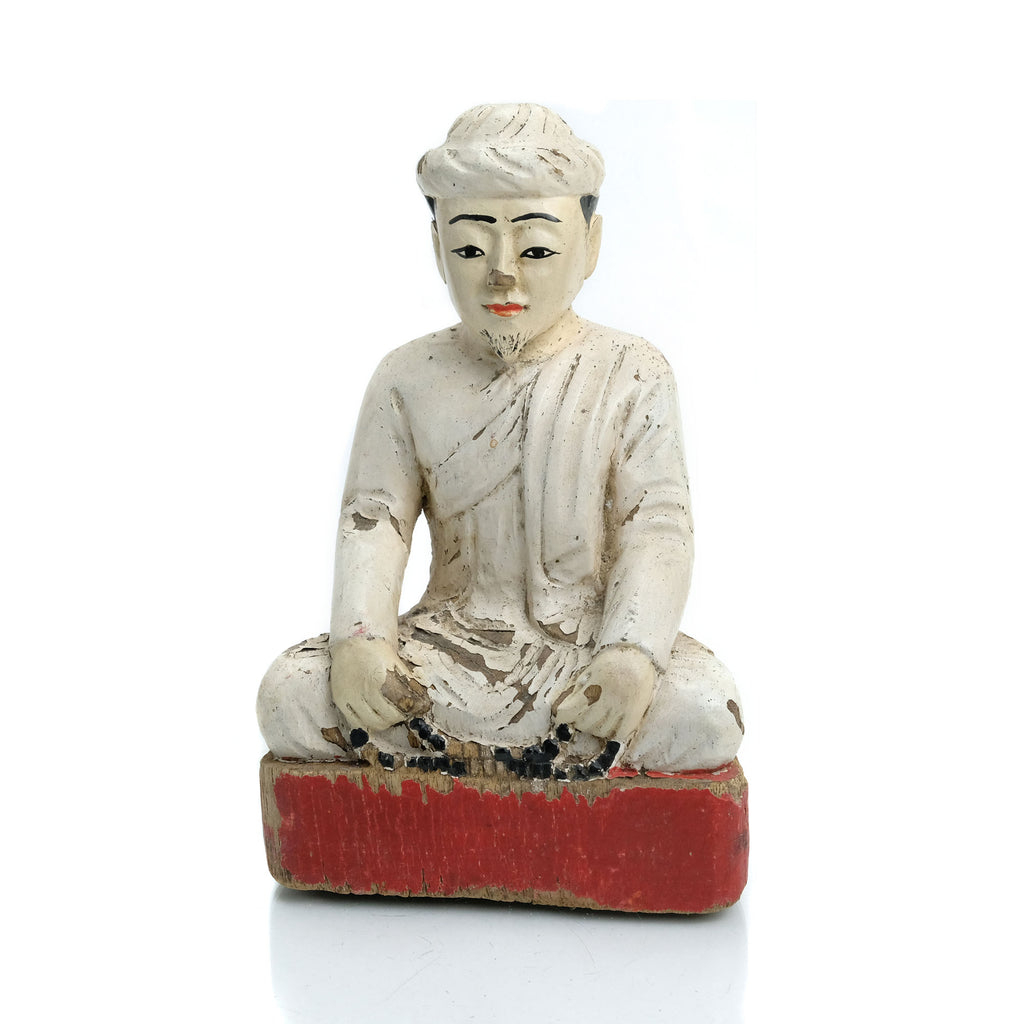 Meditation Temple Figure Burma Wooden Statue #1