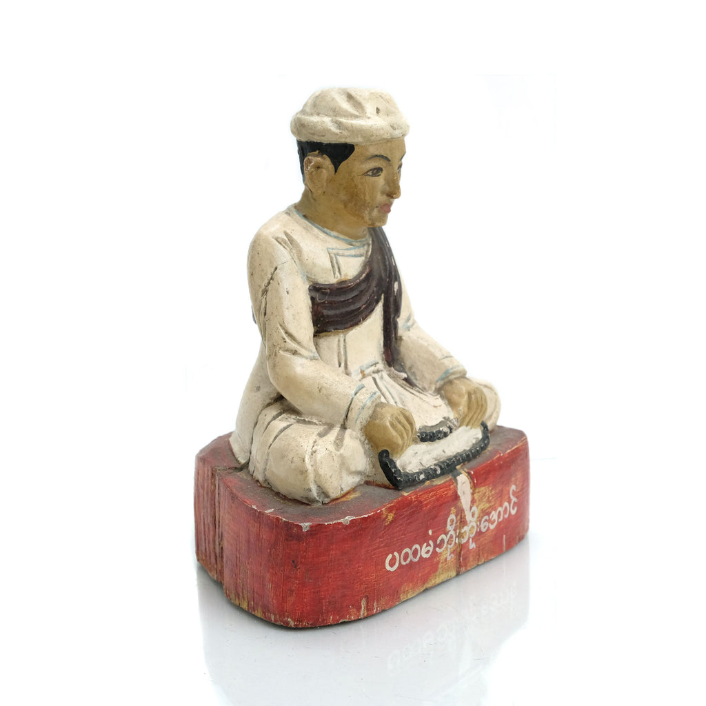 Meditation Temple Figure Burma Wooden Statue #2