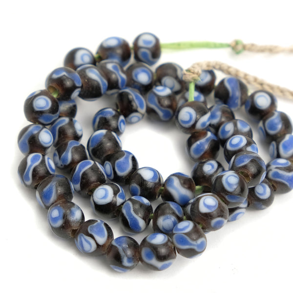 Eye Beads Recycled Glass Strand #13