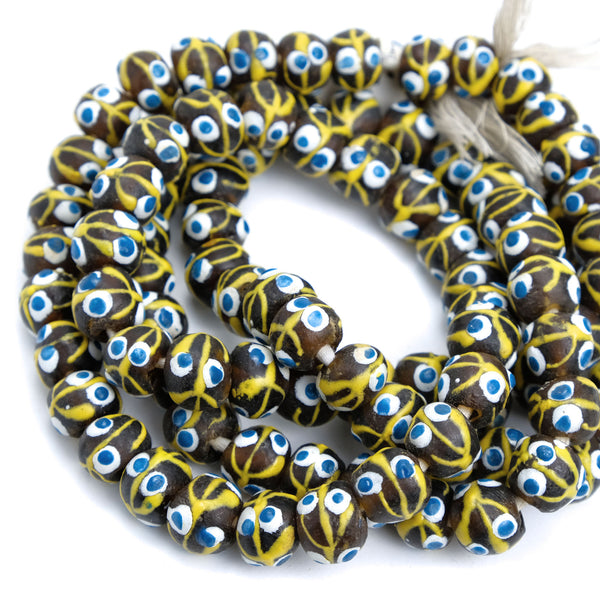 African Eye Beads Recycled Glass Strand #15