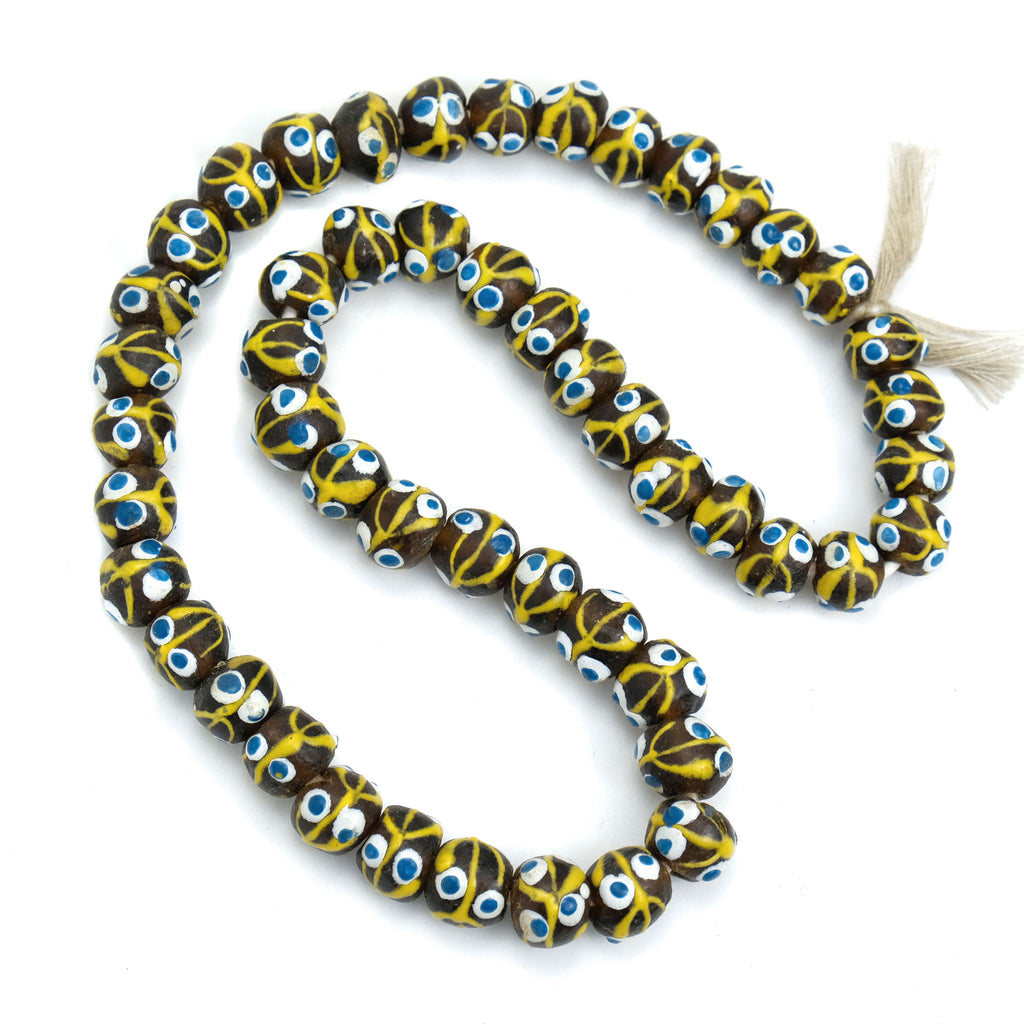 African Eye Beads Recycled Glass Strand #15