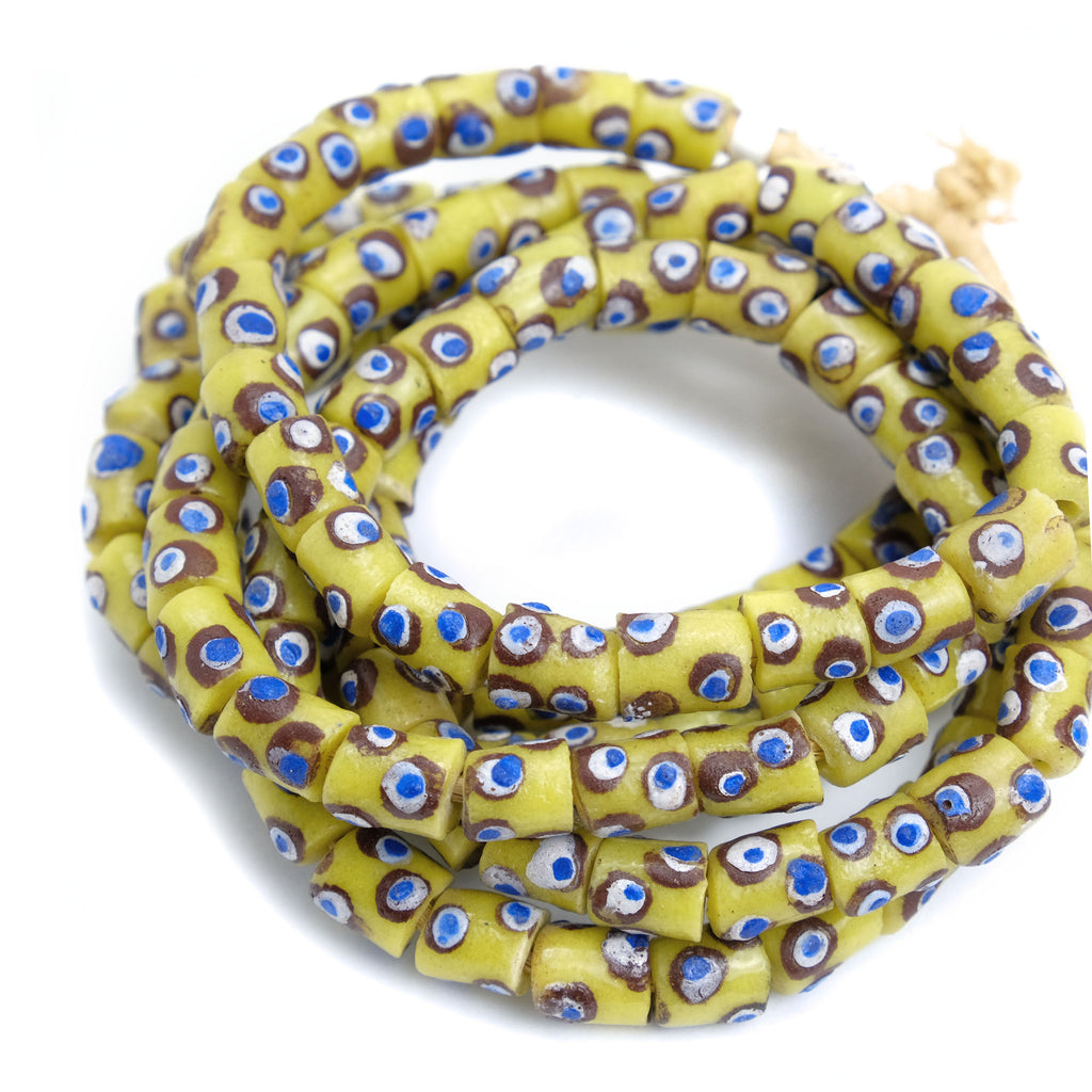 African Eye Beads Recycled Glass Strand #19
