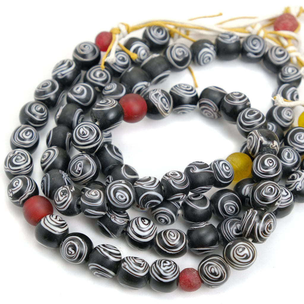 Eye Beads Recycled Glass Strand #24