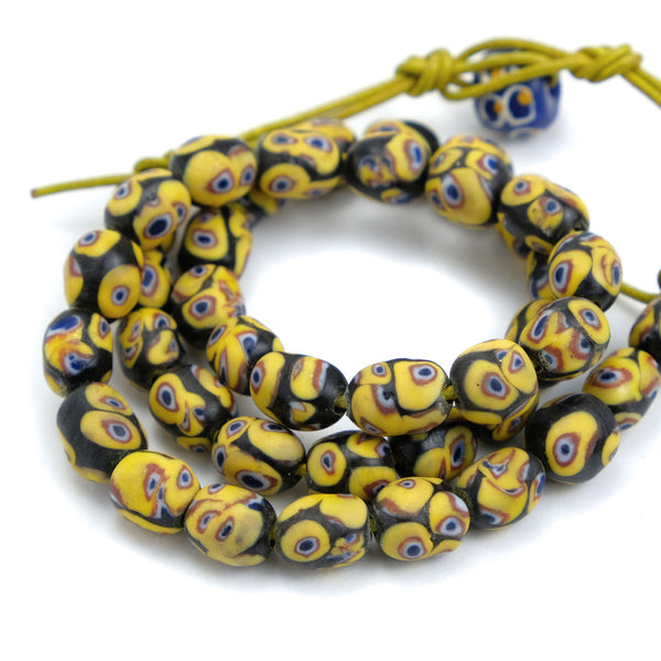 Eye Beads Fancy Recycled Glass Strand #29