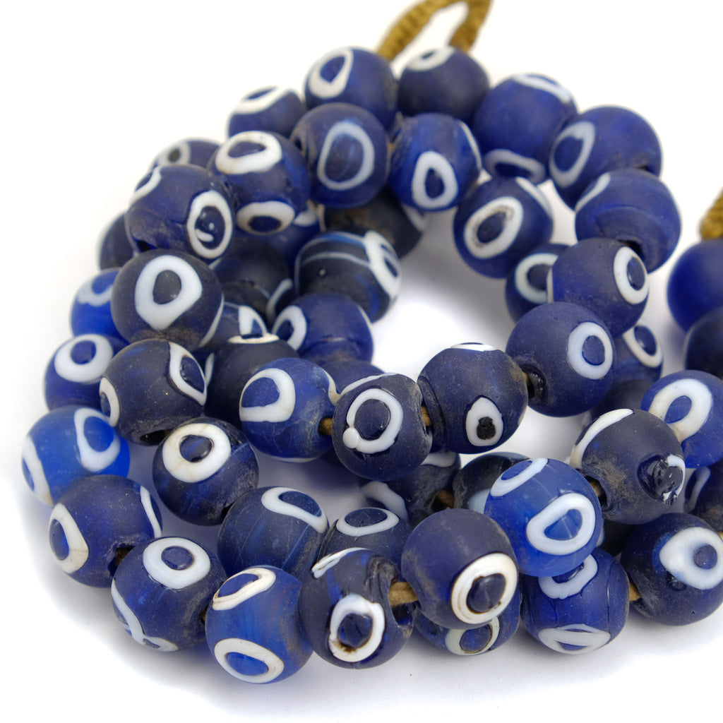 Eye Beads Large Recycled Glass Strand #30