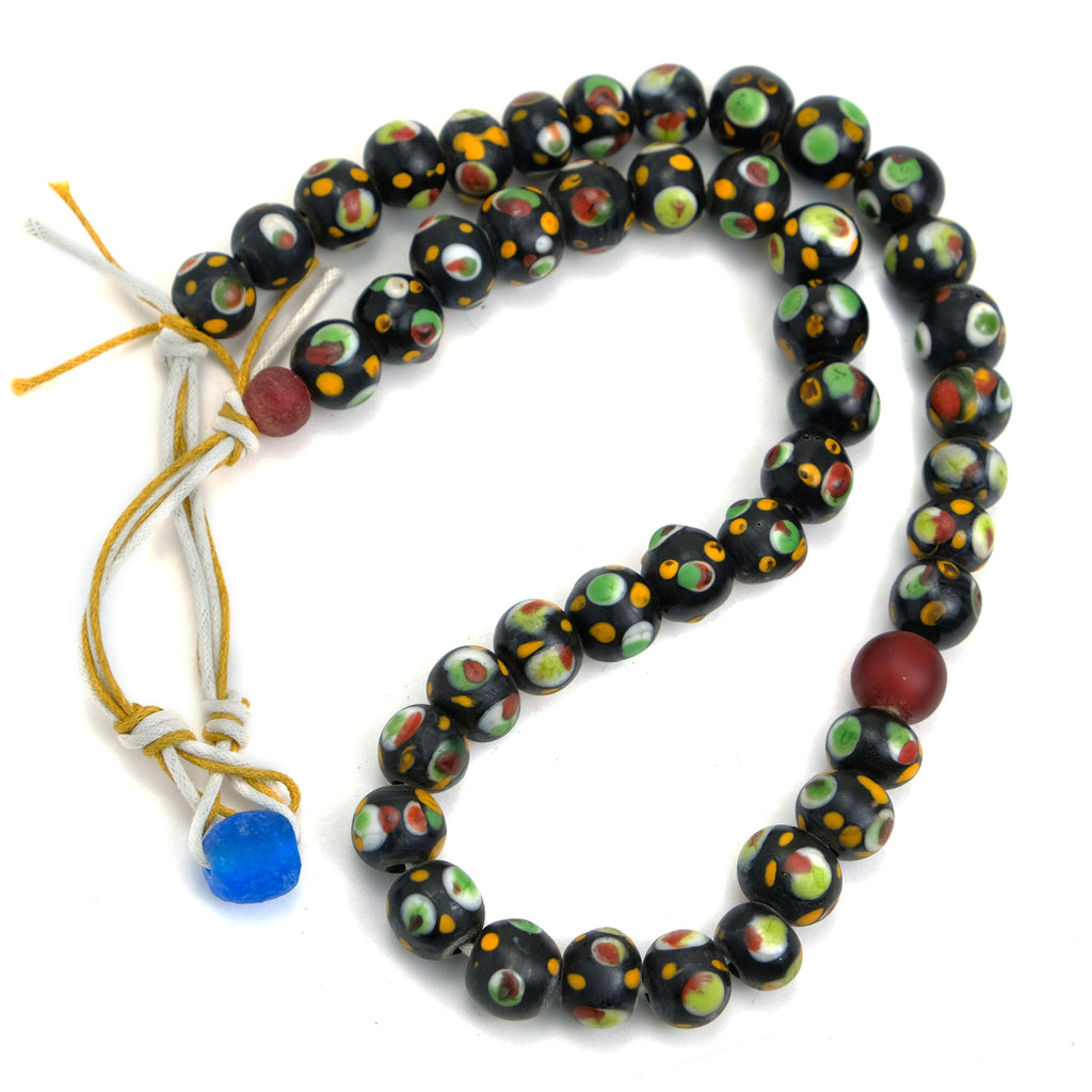 Eye Beads Recycled Glass Strand #31