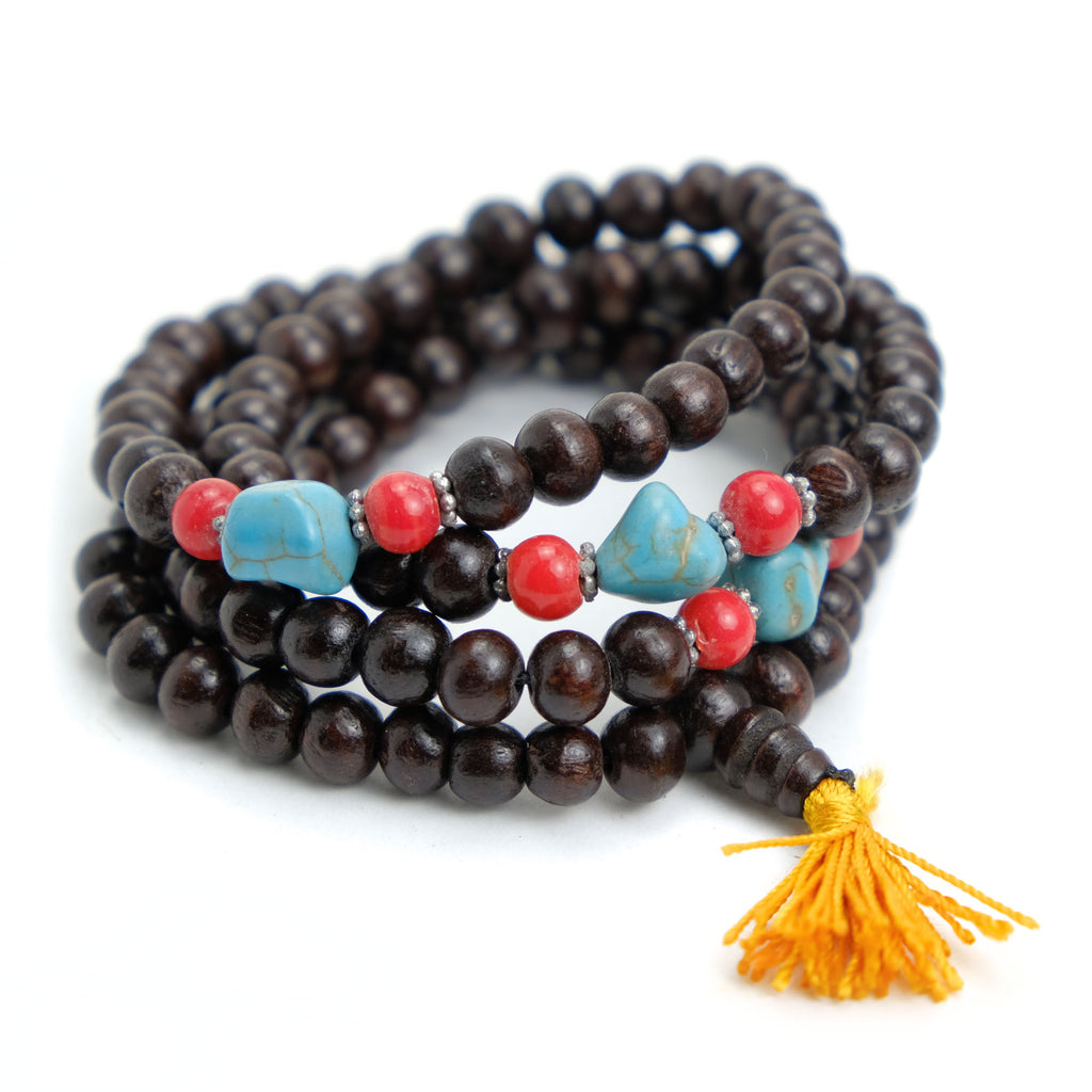 Pine Wood Mala 8mm with Spacers