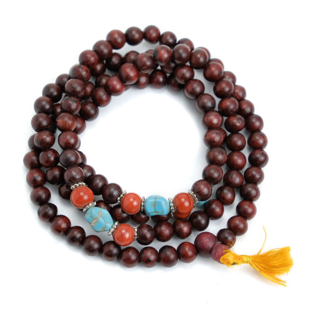 Pine Wood Mala 10mm with Spacers