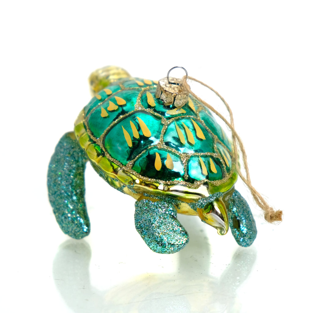 Glitter Turtle Glass Ornament